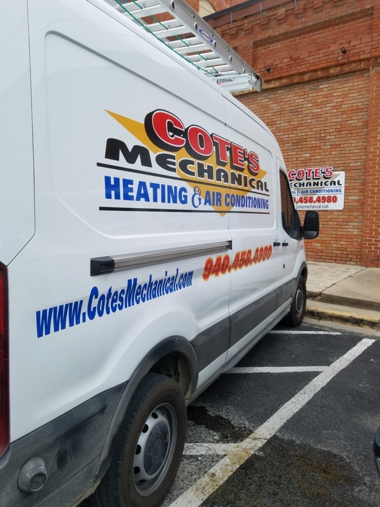 Cote's Heating and Air Conditioning HVAC service van