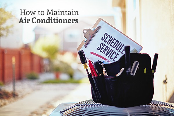 HVAC service technicians bag with the text How to Maintain Air Conditioners