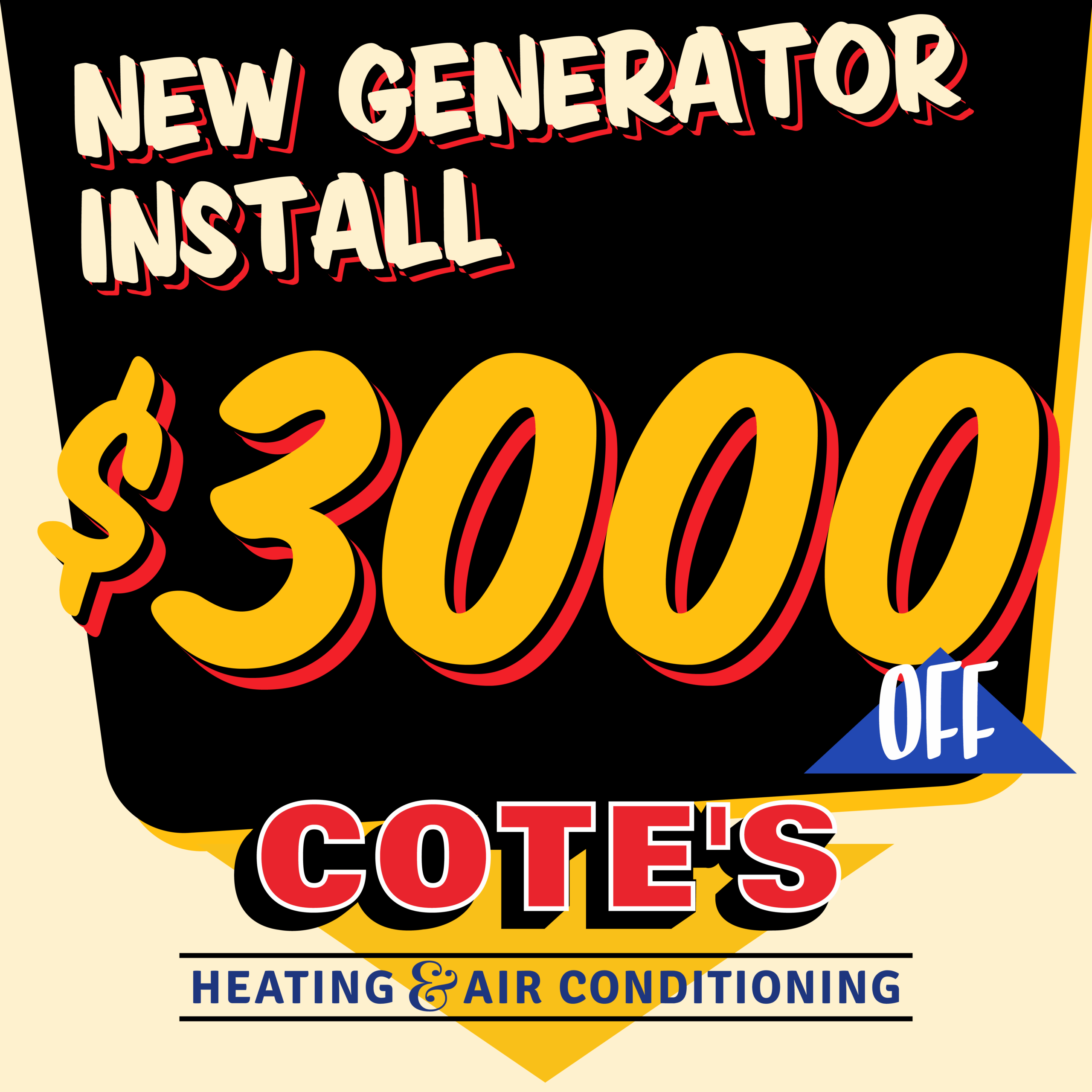 new generator install $3,000 off
